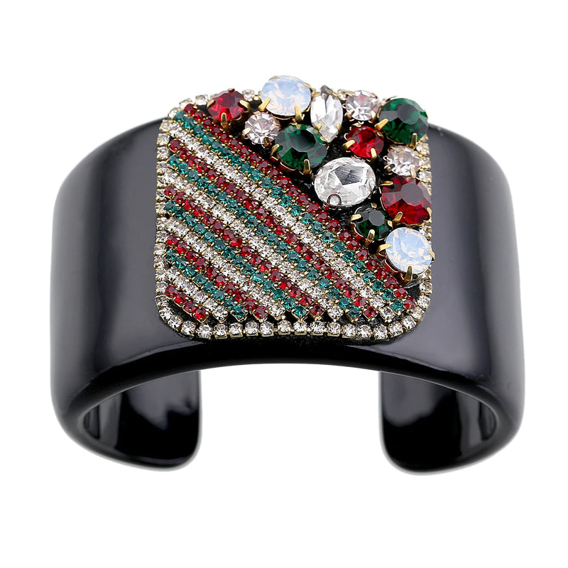 KAYMEN Crystal Cuff Bracelet Statement Bangle for Women Girls