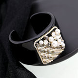 KAYMEN Crystal Cuff Bracelet Statement Bangle for Women Girls