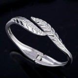KAYMEN Double Leaves Cuff Bracelet Bangle CZ Diamands Wedding Party