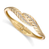 KAYMEN Double Leaves Cuff Bracelet Bangle CZ Diamands Wedding Party