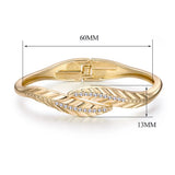 KAYMEN Double Leaves Cuff Bracelet Bangle CZ Diamands Wedding Party