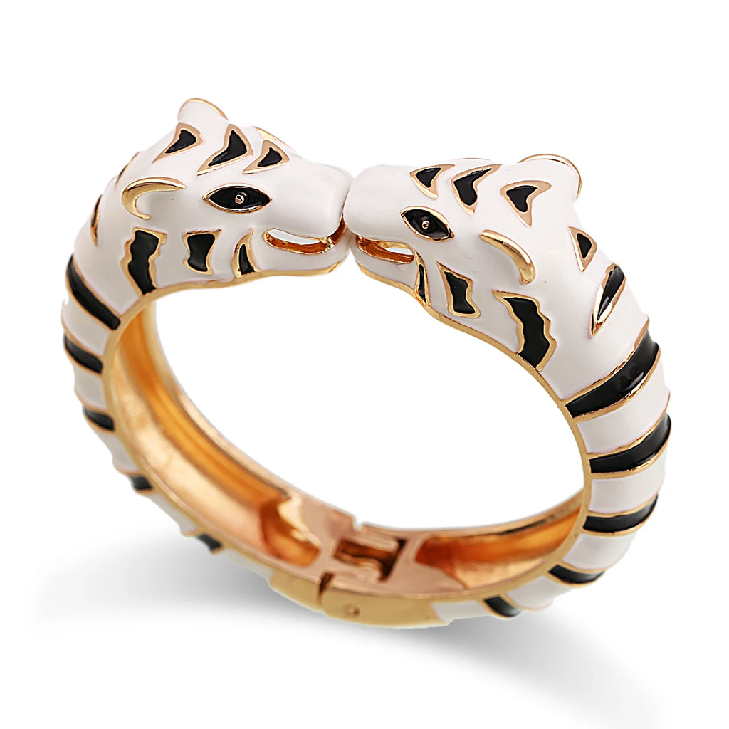 KAYMEN Enamel Colorful Tiger Bangle Cuff Bracelet for Women Girls