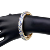 KAYMEN Oval Shape Enamel Cuff Bangle 18K Plated Bracelet for Women
