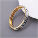 KAYMEN Oval Shape Enamel Cuff Bangle 18K Plated Bracelet for Women