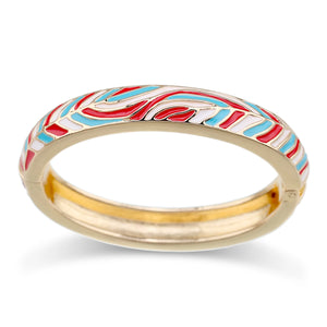 KAYMEN Oval Shape Enamel Cuff Bangle 18K Plated Bracelet for Women