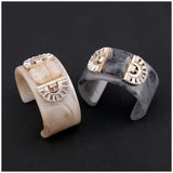 Crystal Resin Bracelet Cuff Bangle Plated Statement Chunky Bangle