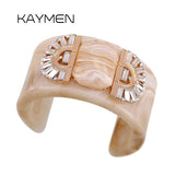 Crystal Resin Bracelet Cuff Bangle Plated Statement Chunky Bangle