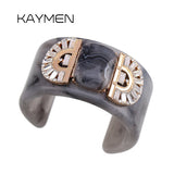 Crystal Resin Bracelet Cuff Bangle Plated Statement Chunky Bangle
