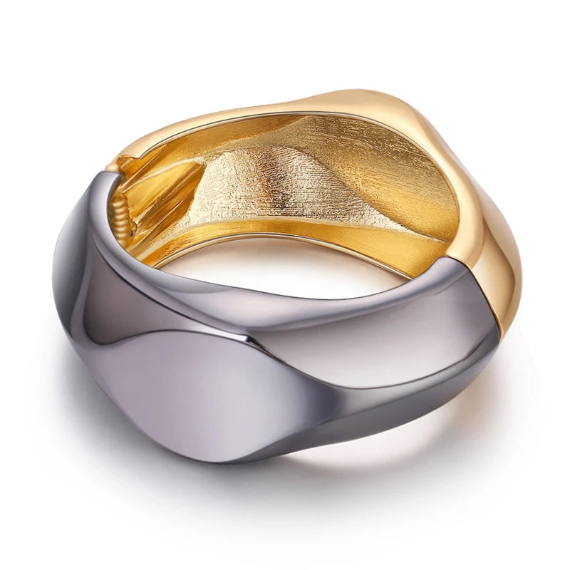 KAYMEN Statement Bangle Cuff Bracelets for Women Plating Double Colors
