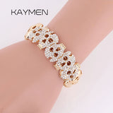KAYMEN Skull Cuff Bracelet Rhinestone Bangle for Women