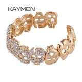 KAYMEN Skull Cuff Bracelet Rhinestone Bangle for Women
