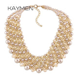 KAYMEN Turquoise Crystal Beaded Chunky Chokers Necklace