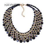 KAYMEN Turquoise Crystal Beaded Chunky Chokers Necklace