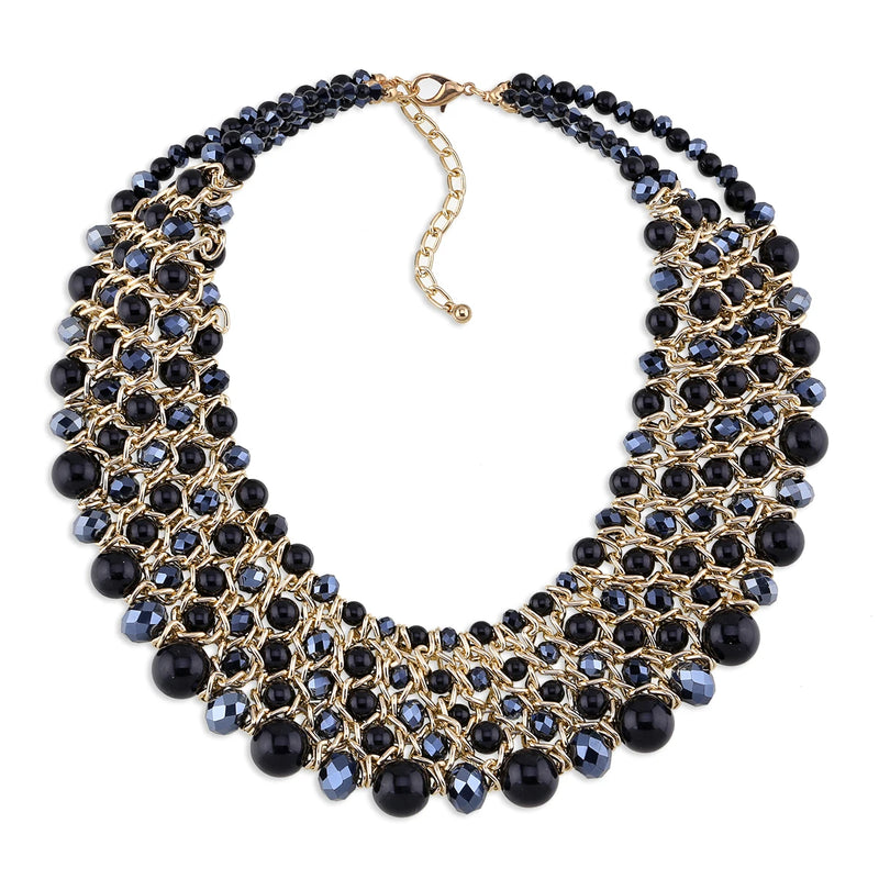 KAYMEN Turquoise Crystal Beaded Chunky Chokers Necklace