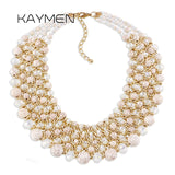 KAYMEN Turquoise Crystal Beaded Chunky Chokers Necklace