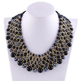 KAYMEN Turquoise Crystal Beaded Chunky Chokers Necklace