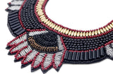 KAYMEN Nonwoven Fabric Necklace Small Glass Beads Statement Necklace for Women