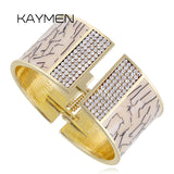 KAYMEN Stripe Print Rhinestones Cuff Bracelet