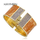 KAYMEN Stripe Print Rhinestones Cuff Bracelet