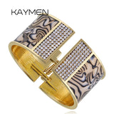 KAYMEN Stripe Print Rhinestones Cuff Bracelet