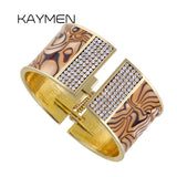 KAYMEN Stripe Print Rhinestones Cuff Bracelet