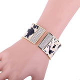 KAYMEN Stripe Print Rhinestones Cuff Bracelet