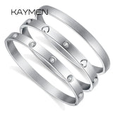 KAYMEN 316 Stainless Steel Love Friendship Bangle Cuff Bracelet