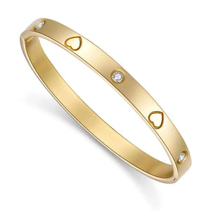 KAYMEN 316 Stainless Steel Love Friendship Bangle Cuff Bracelet
