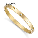 KAYMEN 316 Stainless Steel Love Friendship Bangle Cuff Bracelet