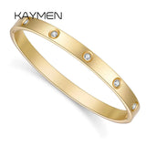 KAYMEN 316 Stainless Steel Love Friendship Bangle Cuff Bracelet