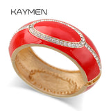 KAYMEN Women's Rhinestones Colorful Bracelet Cuff Chunky Crystal Bangle