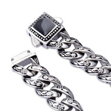 316L Stainless Steel Men's Vintage Rose Flower Link Chain Bracelet 8.66''