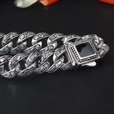 316L Stainless Steel Men's Vintage Rose Flower Link Chain Bracelet 8.66''