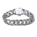316L Stainless Steel Men's Vintage Rose Flower Link Chain Bracelet 8.66''