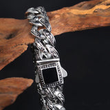 316L Stainless Steel Men's Vintage Rose Flower Link Chain Bracelet 8.66''