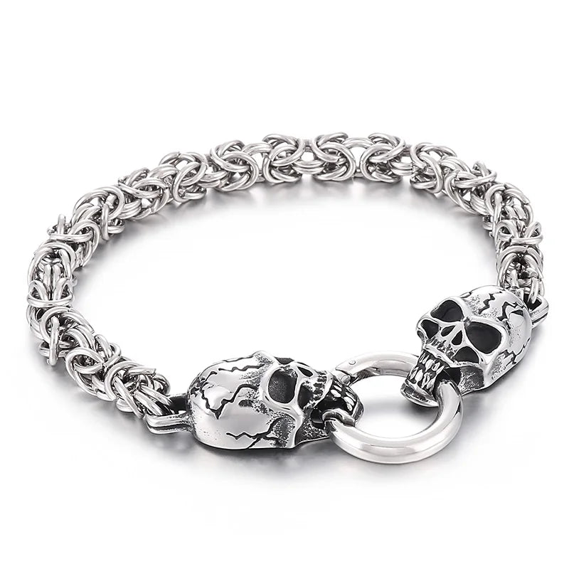 Gothic Biker Skull Bracelet Stainless Steel Chain 7mm