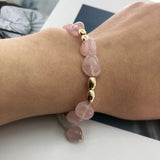 Rose Nature Stone Bracelet Pink Irregular Beaded Bracelets