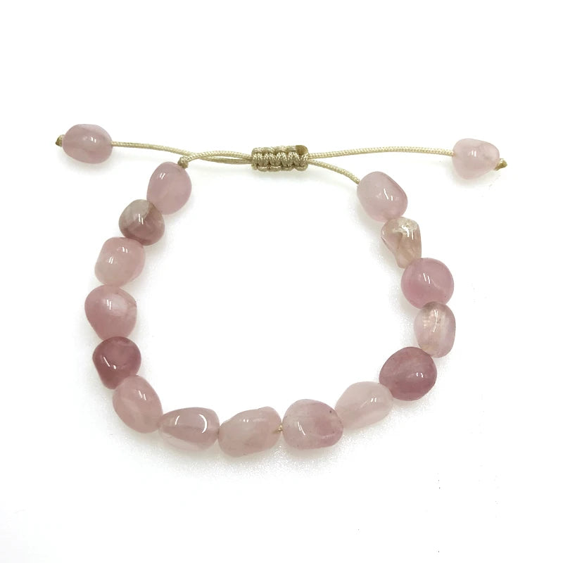 Rose Nature Stone Bracelet Pink Irregular Beaded Bracelets
