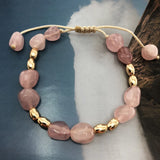 Rose Nature Stone Bracelet Pink Irregular Beaded Bracelets