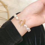 Baroque Pearl Bracelet 9-10mm White/Black/Purple Freshwater Pearl