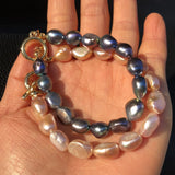 Baroque Pearl Bracelet 9-10mm White/Black/Purple Freshwater Pearl