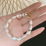 Baroque Pearl Bracelet 9-10mm White/Black/Purple Freshwater Pearl