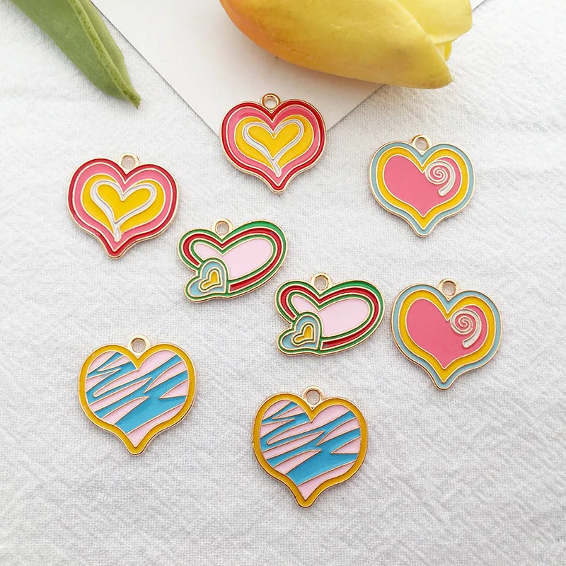 KC Alloy Enamel Love Heart Charm for DIY Jewelry Making