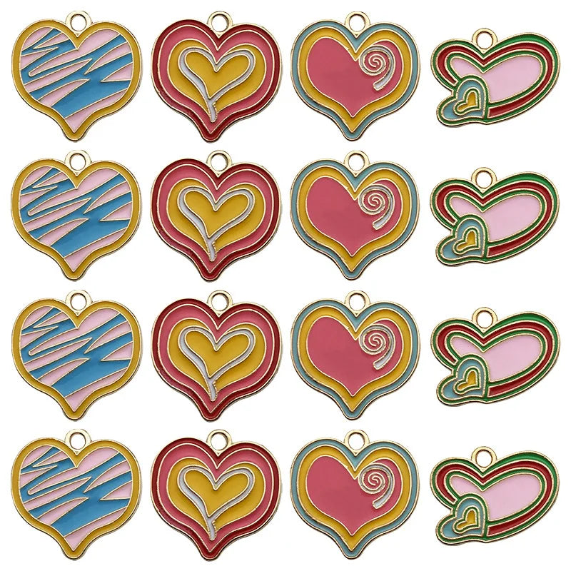 KC Alloy Enamel Love Heart Charm for DIY Jewelry Making