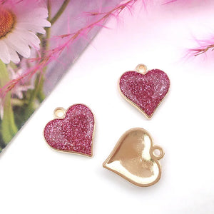 KC Enamel Love Heart Earrings Charm For Jewelry Making DIY Bracelet