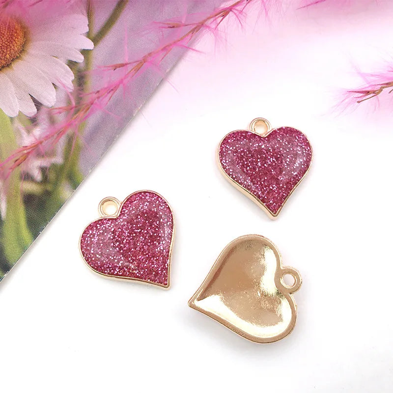 KC Enamel Love Heart Earrings Charm For Jewelry Making DIY Bracelet