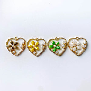 KC Acrylic Heart Flower Eardrop Pendant Charms Necklace Earring Accessories