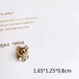 KC Plated Bear Stud Earrings for Girls DIY 6pcs