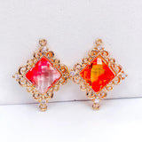 KC Plated Rhinestone Eardrop Crystal Pendant Charms Necklace Earring Accessories