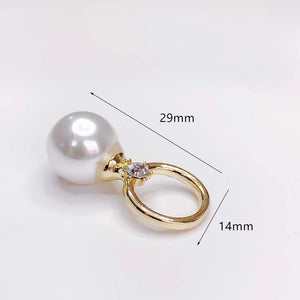 KC Plated Rhinestone Pearl Eardrop Pendant Charms Necklace Accessories